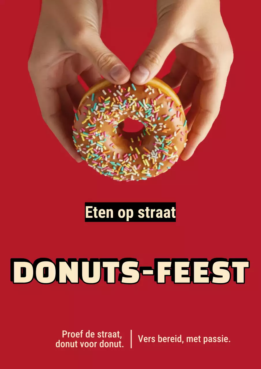 Rode, opvallende donuts-reclameposter