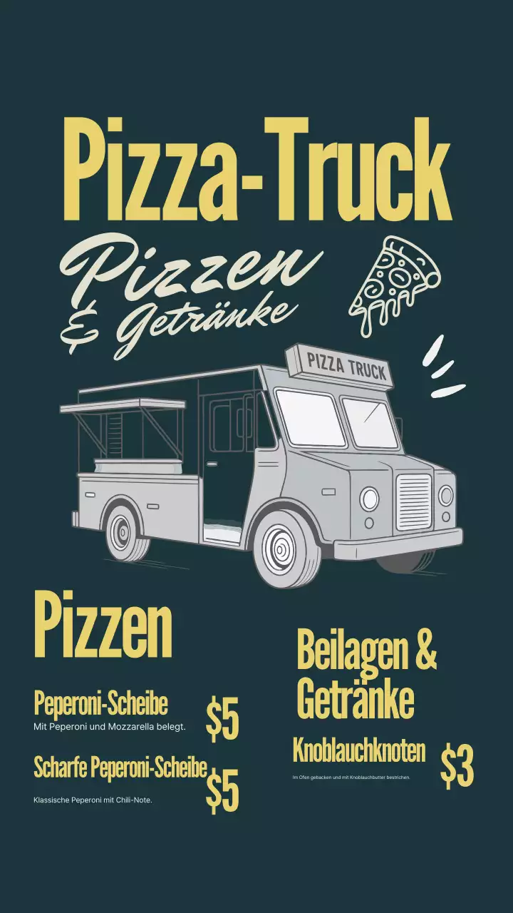 Navy Retro Pizza Menü Instagram-Post