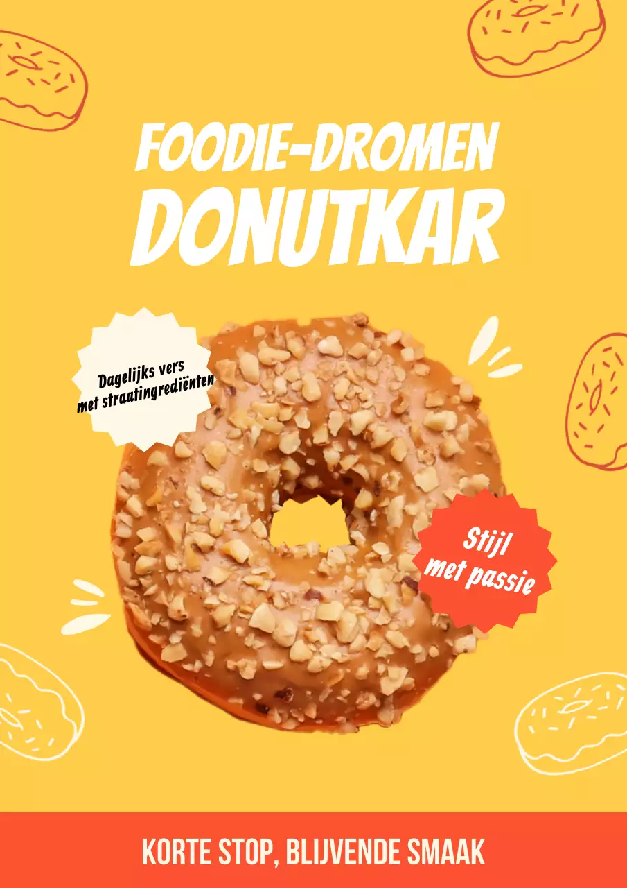 Oranje Retro Donuts Advertentieposter