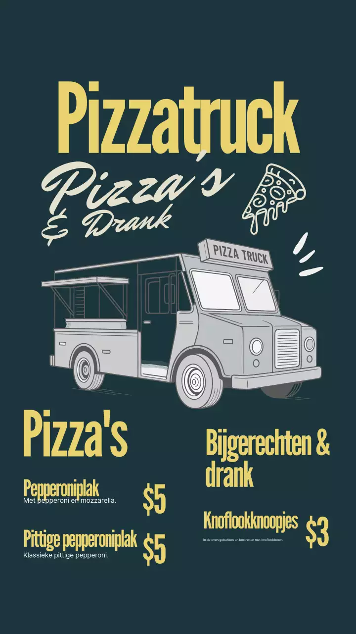 Instagram-bericht met Navy Retro Pizza-menu