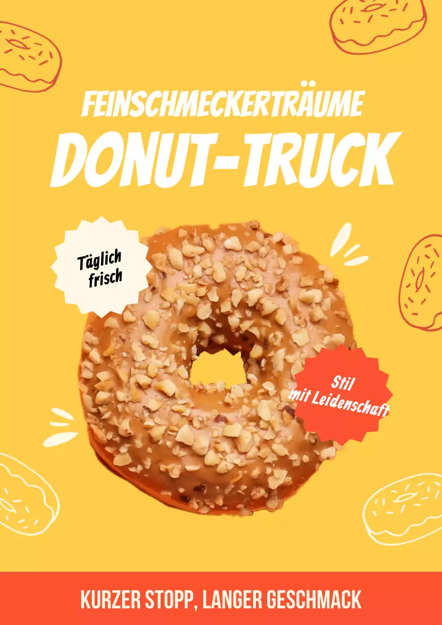 Orange Retro Donuts Werbung Poster