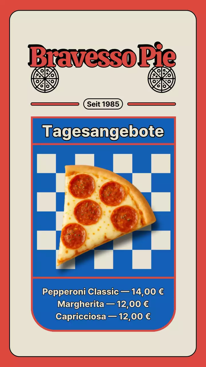 Red Retro Pizza Menü Instagram-Post