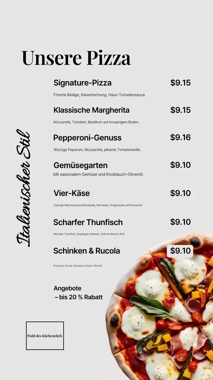 Gray Modern Pizza Menü Instagram Story