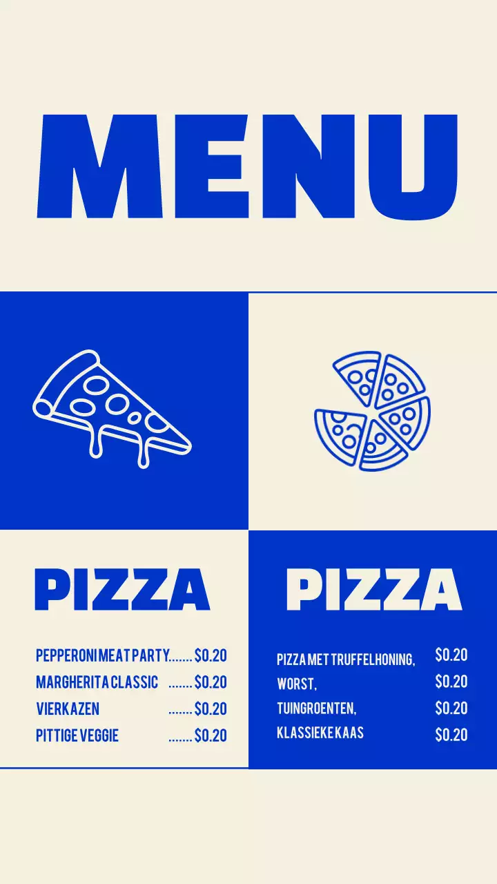 Blauw modern menu-ontwerp Instagram-bericht