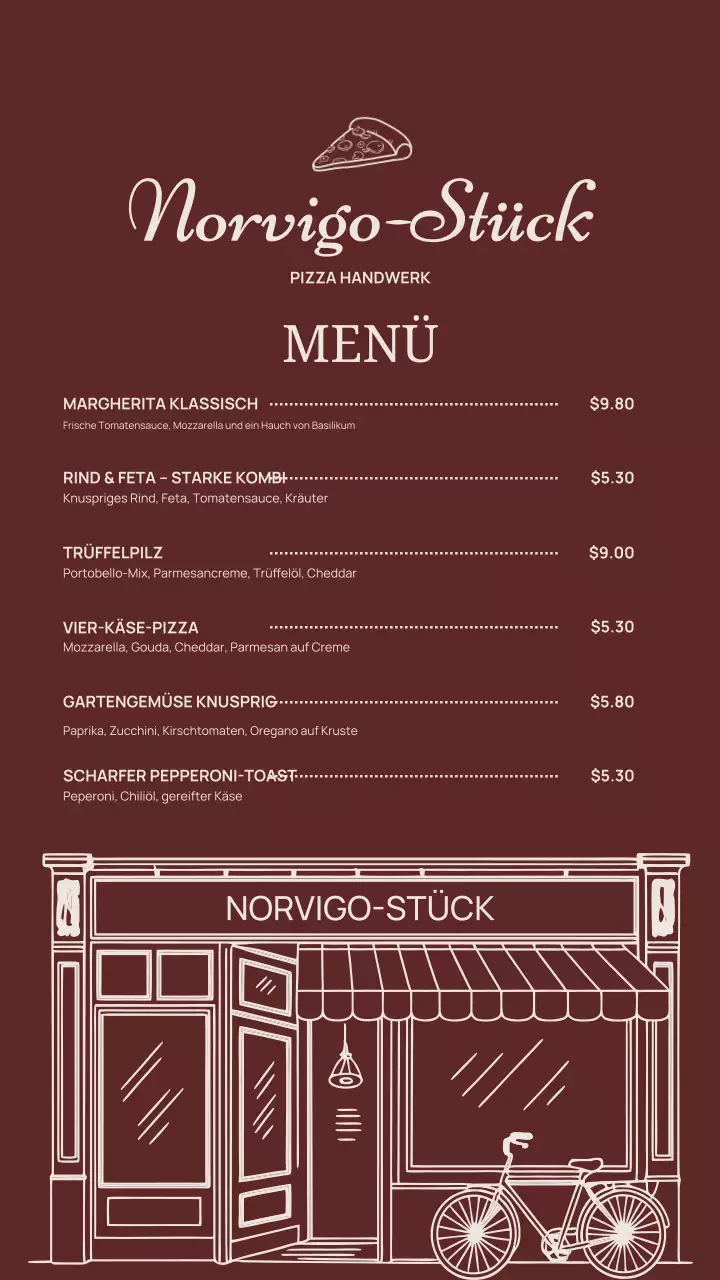 Maroon Classic Pizza Menü Instagram-Post