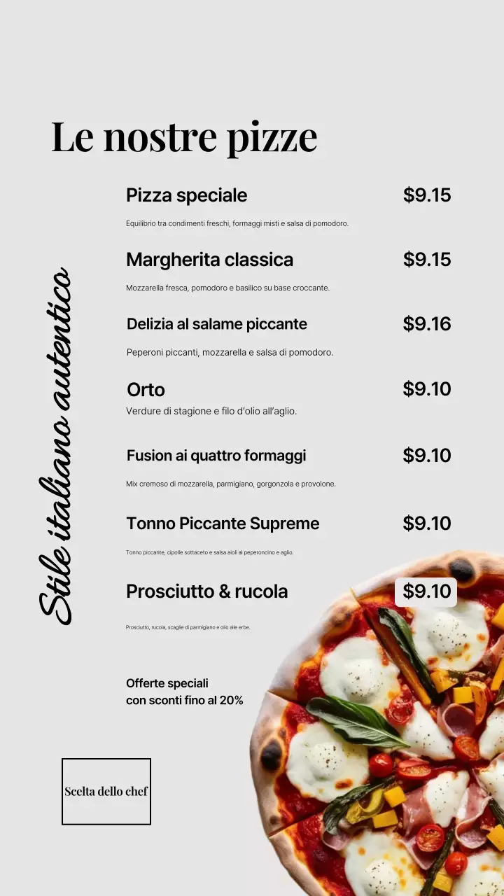 Storia di Instagram del menu Gray Modern Pizza