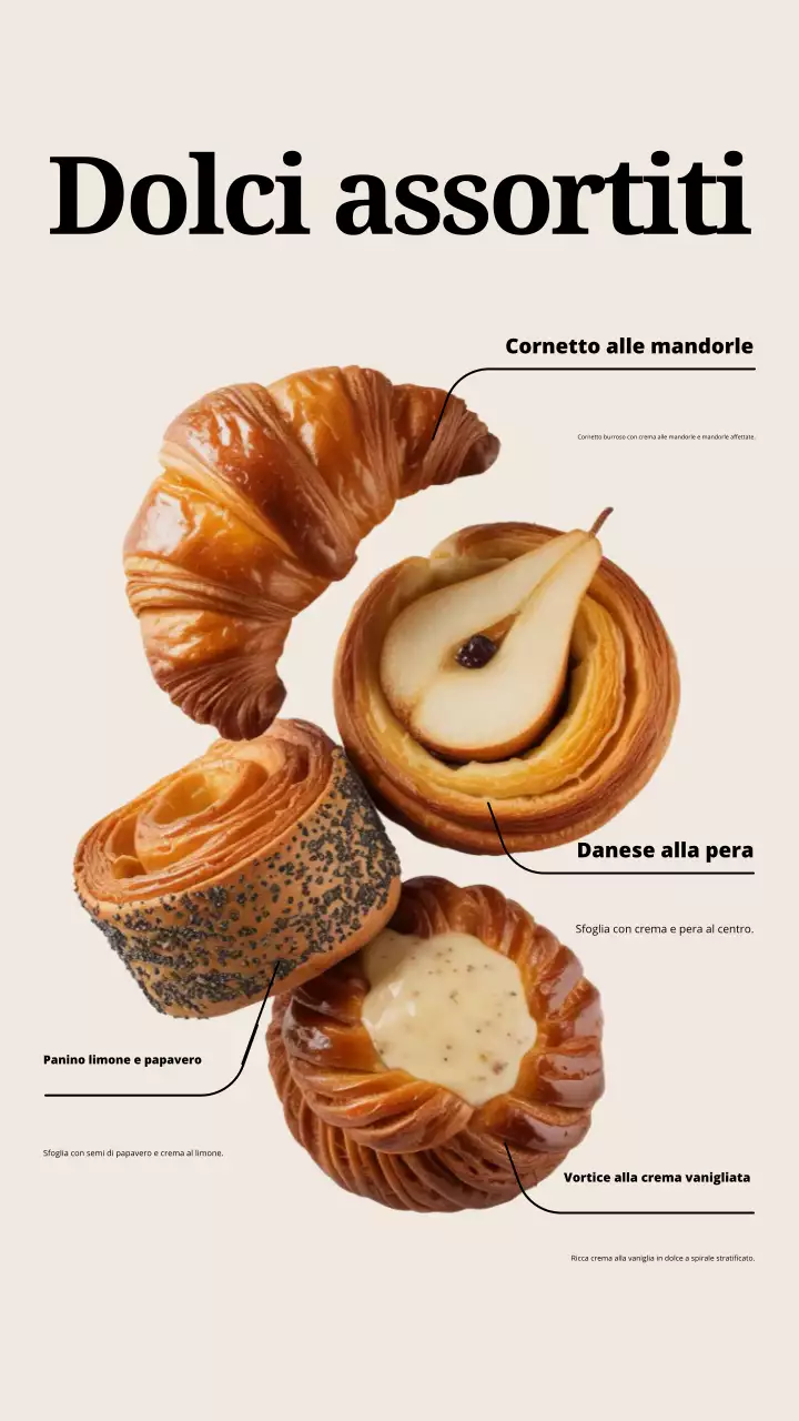 Post Instagram del menu di pasticceria elegante beige