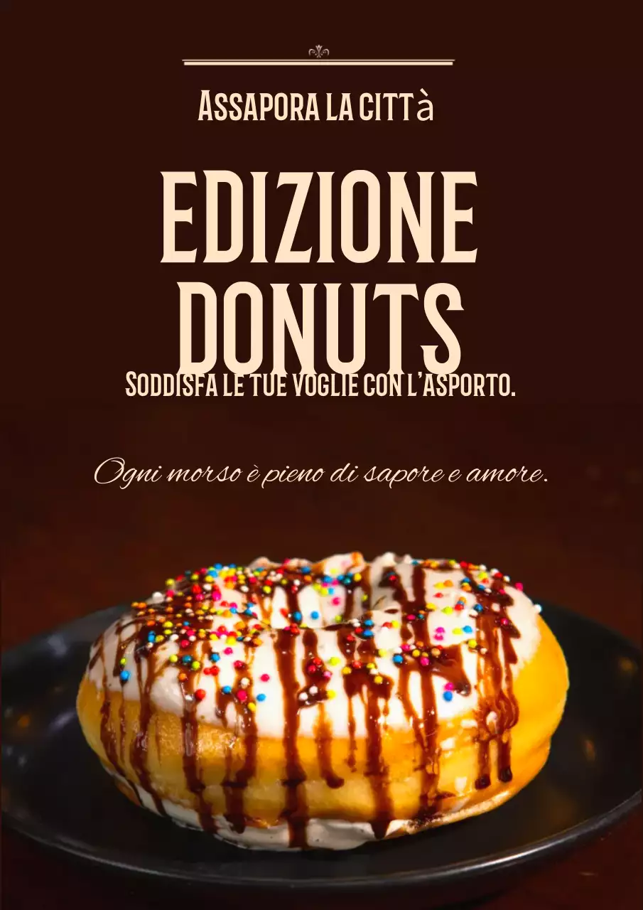 Manifesto pubblicitario retrò marrone per ciambelle