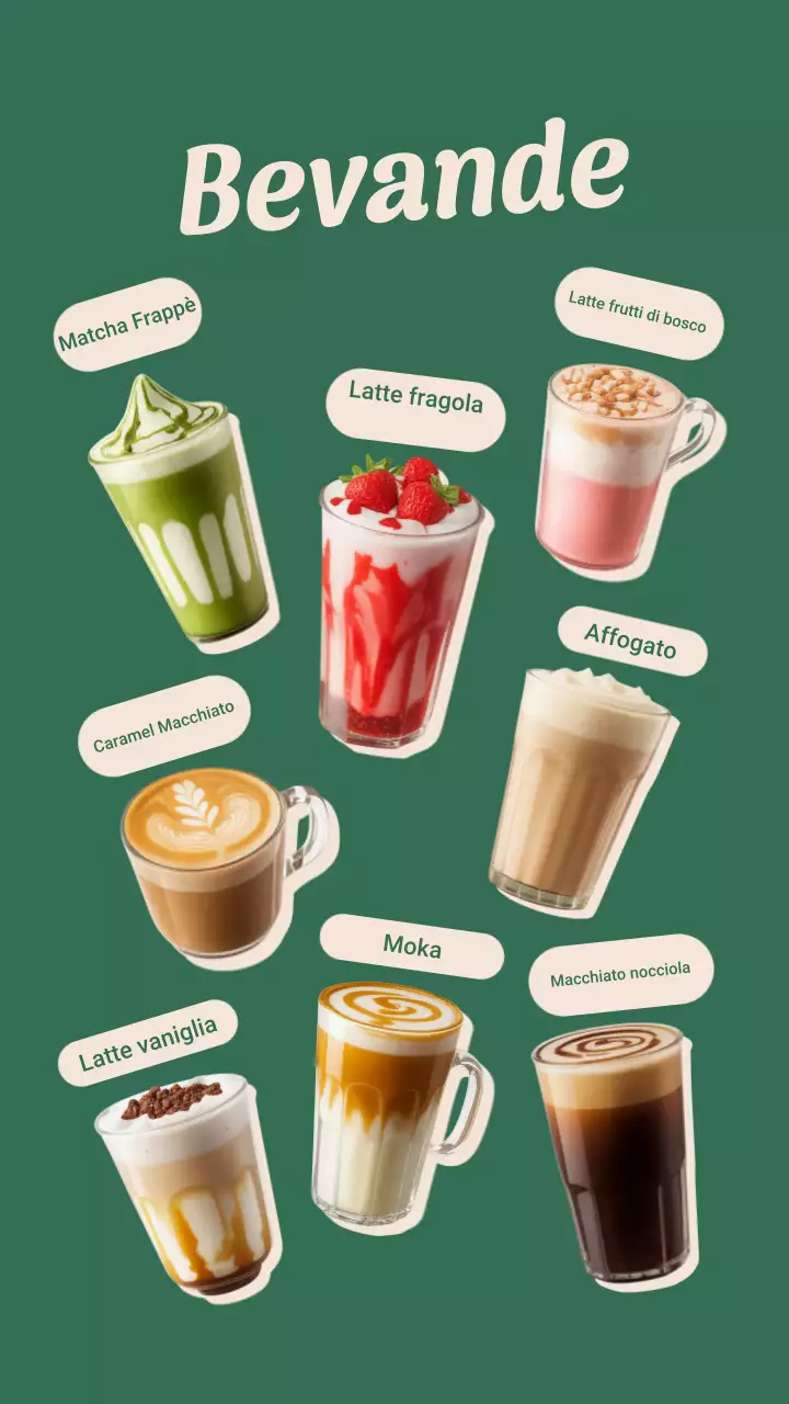 Post Instagram del menu delle bevande verdi