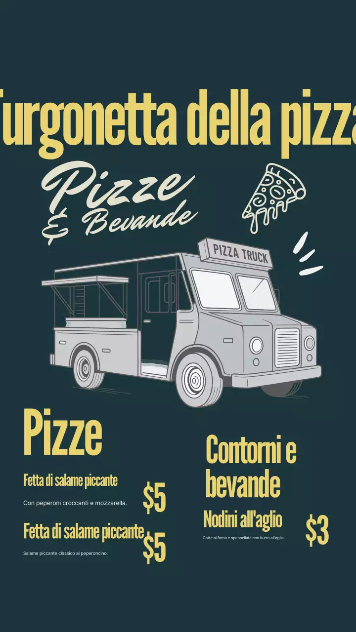 Post Instagram del menu della pizza retrò della Marina