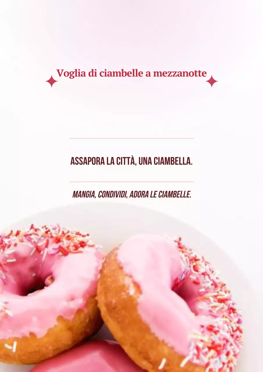 Manifesto pubblicitario di ciambelle retrò rosa