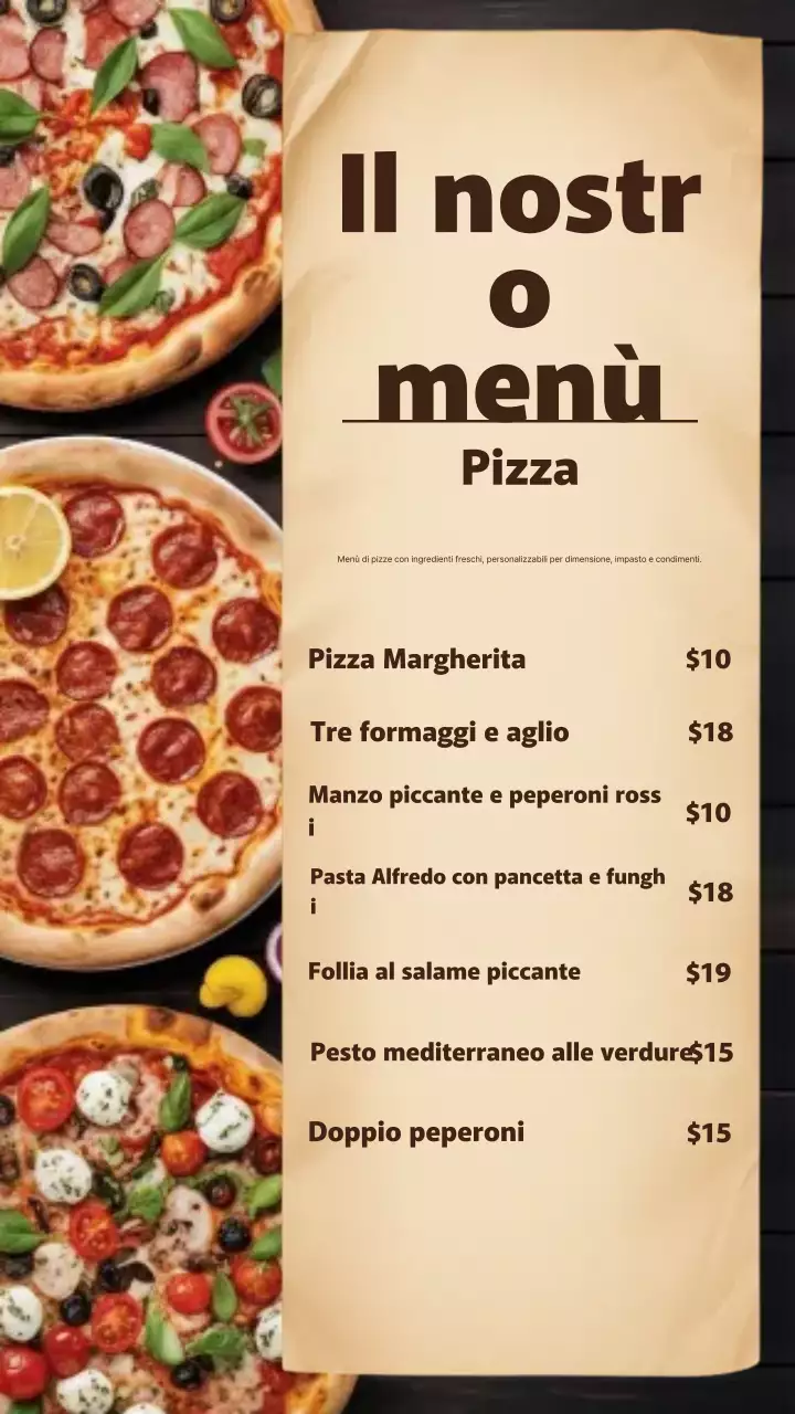 Post Instagram del menu Beige Modern Pizza