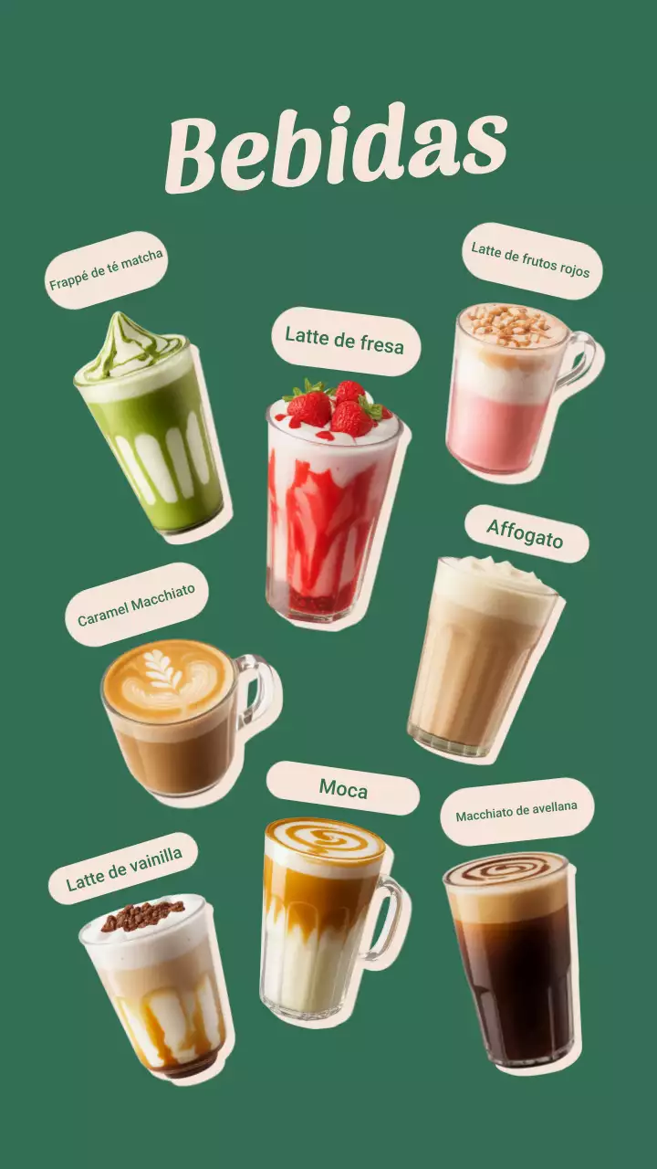 Publicación de Instagram del menú de bebidas ecológicas