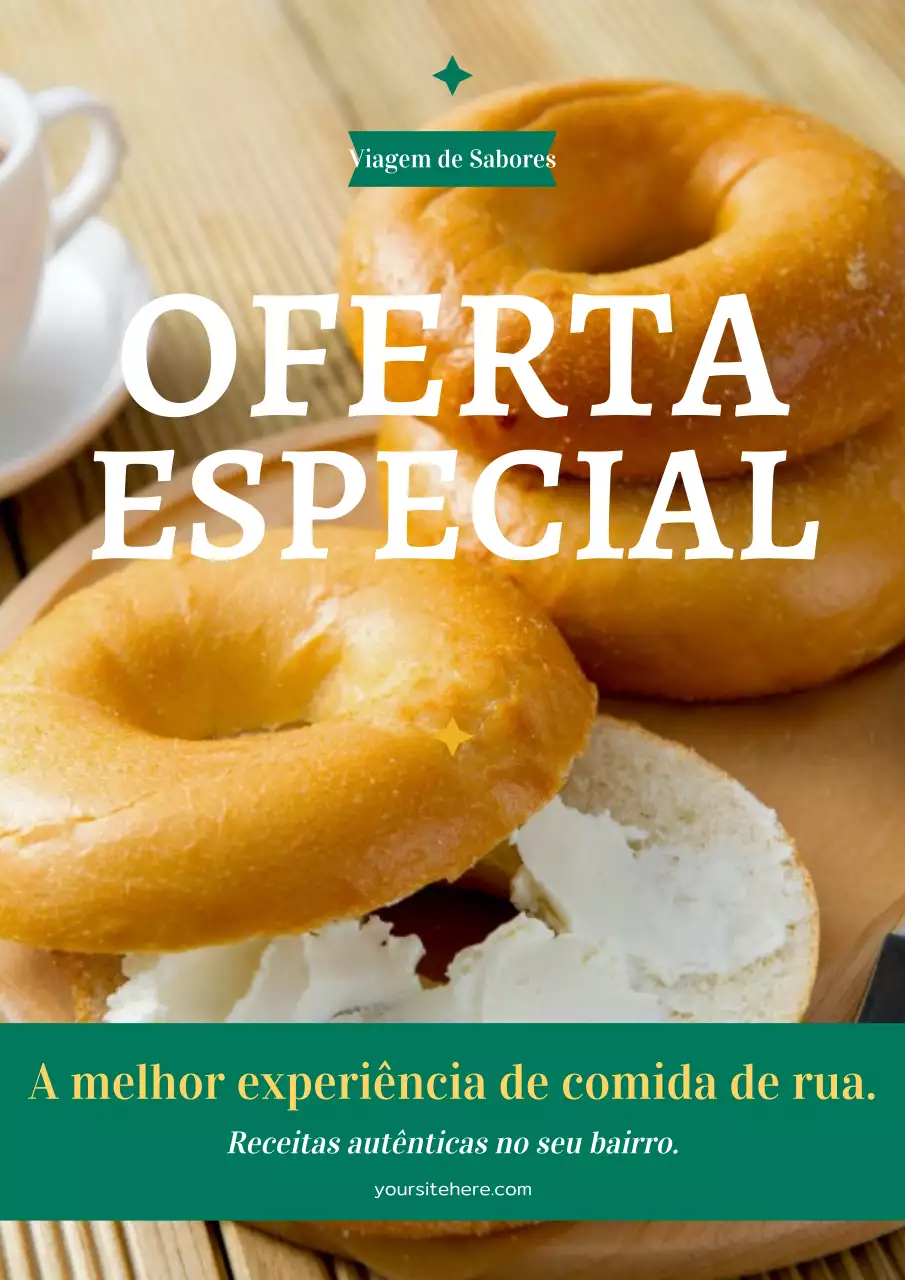Cartaz promocional de donuts rústicos bege
