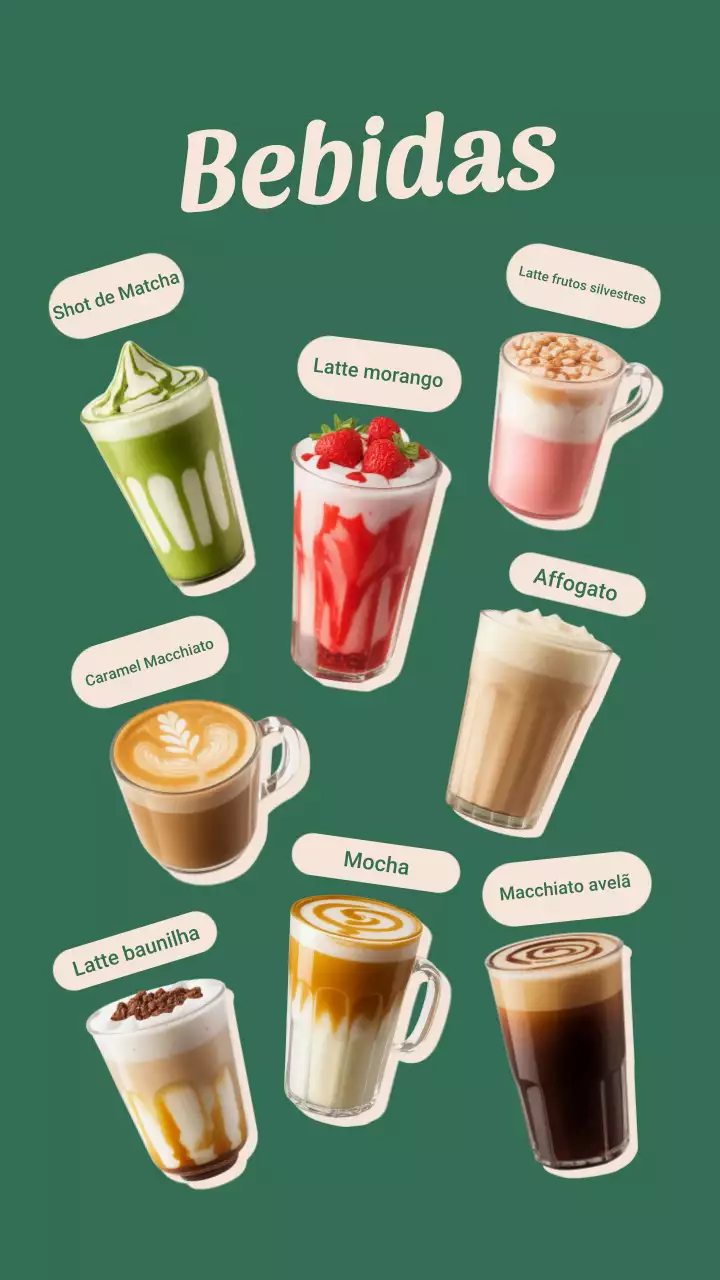 Postagem do Instagram do Menu de Bebidas Verdes