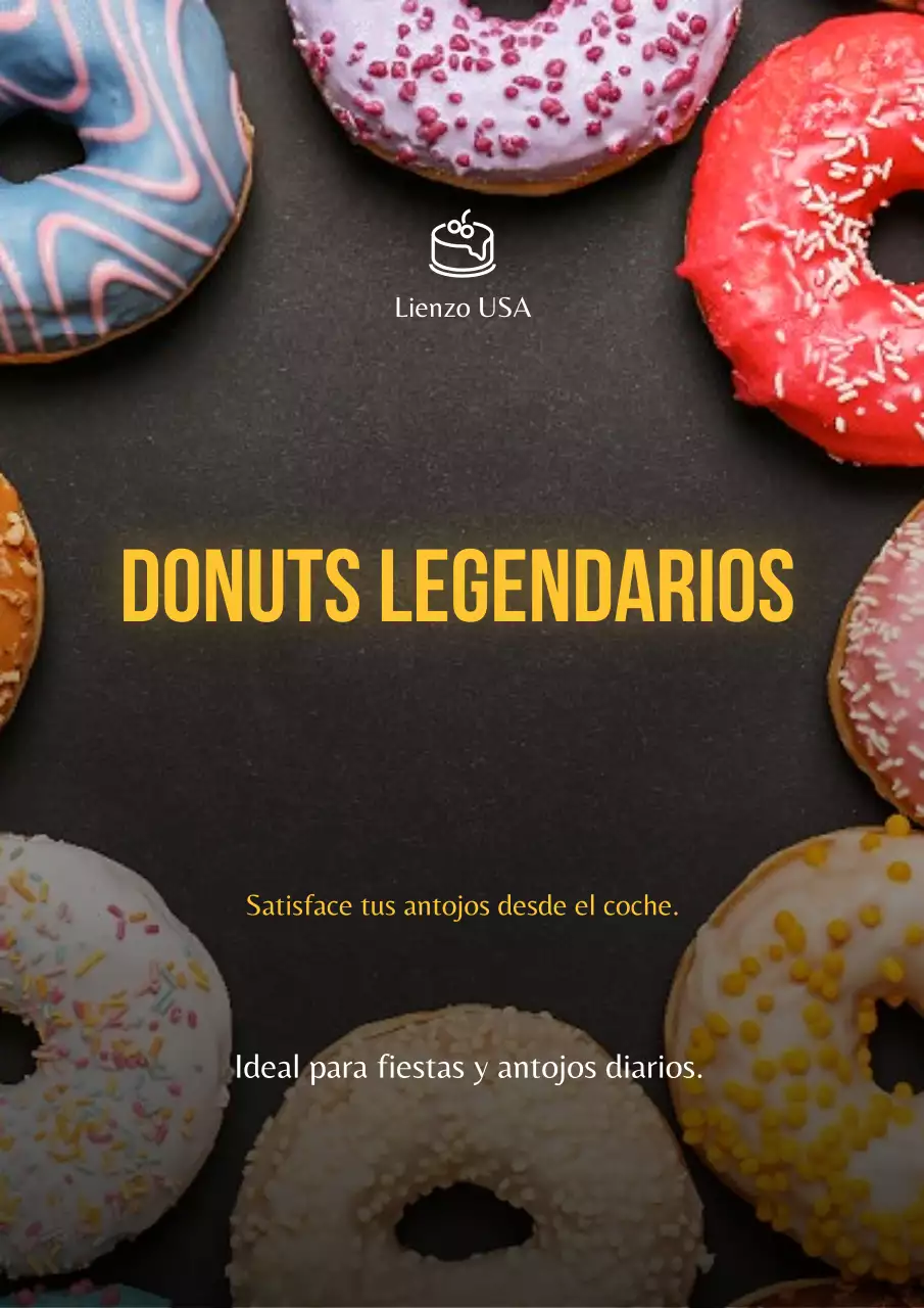Cartel publicitario de donas modernas y coloridas