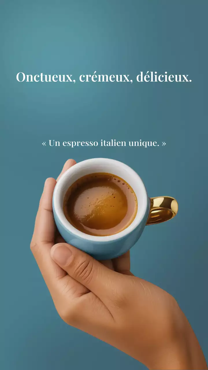 Publicité minimaliste pour le café sarcelle sur Instagram