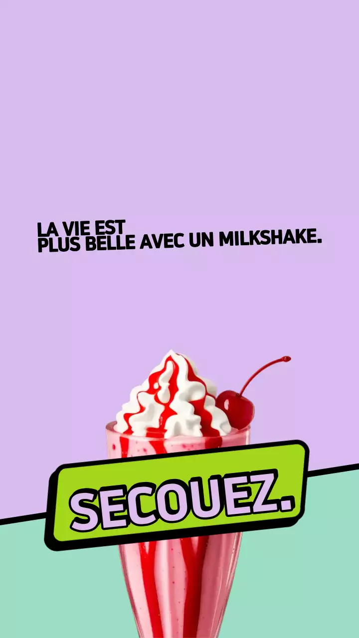 Publicité rétro pour milkshake violet et vert