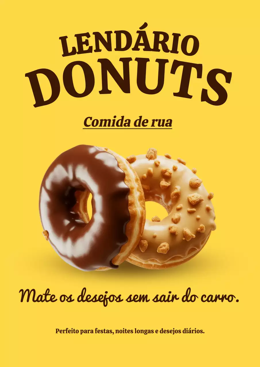 Pôster promocional de donut retrô bege