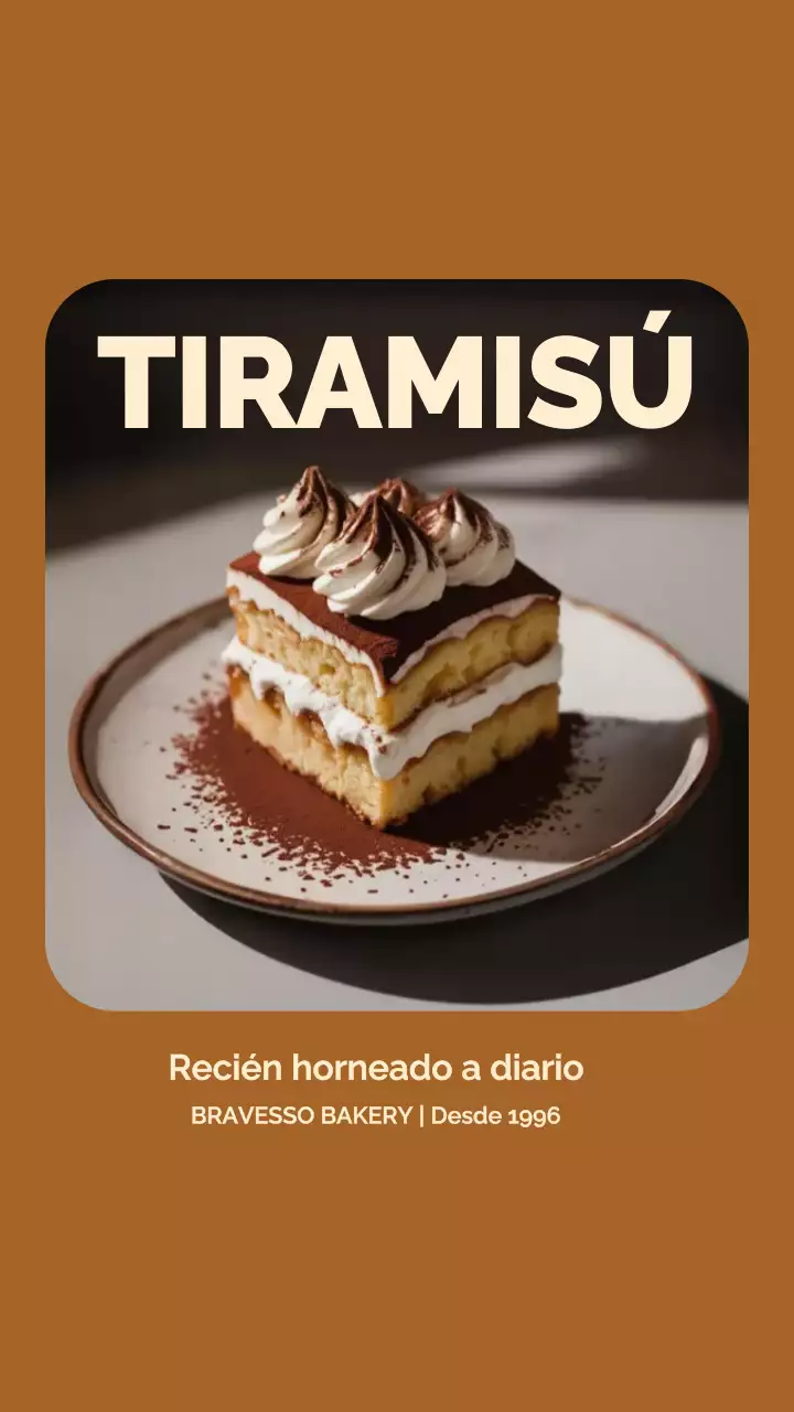 Anuncio de postre clásico marrón