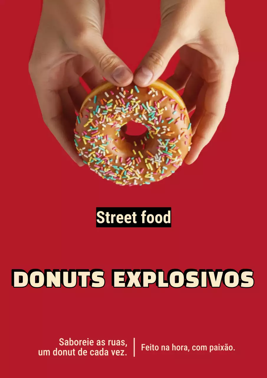 Cartaz publicitário da Red Bold Donuts