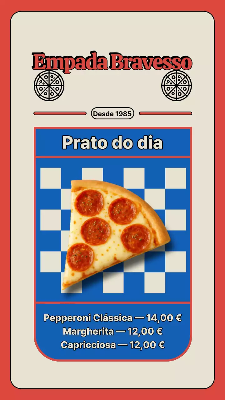 Postagem no Instagram do cardápio da Red Retro Pizza