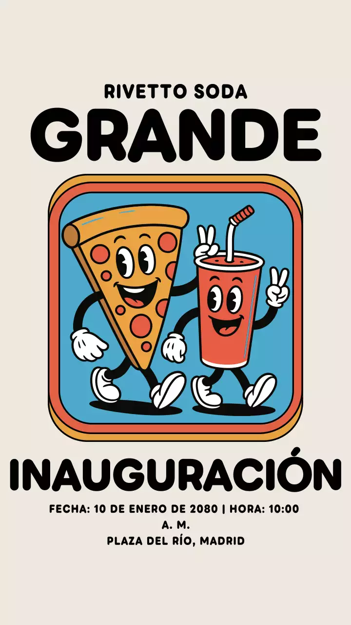 Anuncio de restaurante retro beige en Instagram