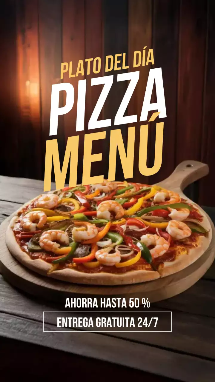 Publicación de Instagram sobre la promoción de pizza rústica marrón