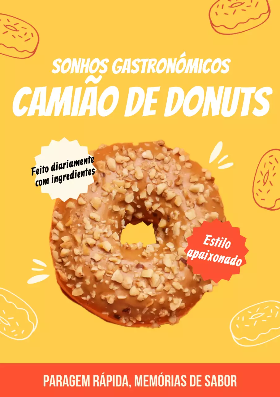 Cartaz de propaganda de donuts retrô laranja