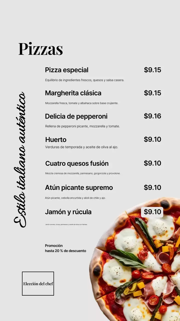 Historia de Instagram del menú de Gray Modern Pizza
