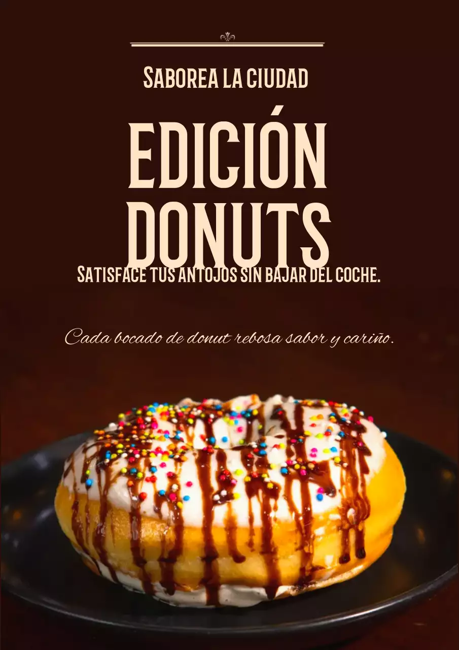 Cartel publicitario retro de donut marrón