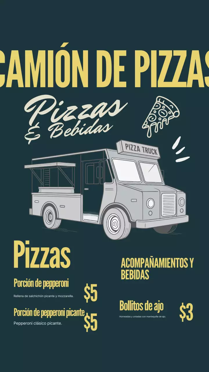 Publicación de Instagram del menú Navy Retro Pizza