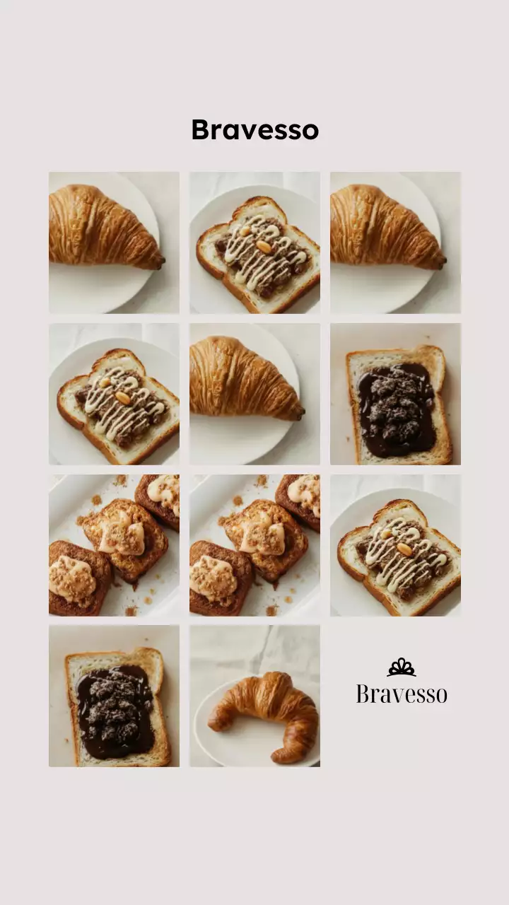 Publicação no Instagram de uma padaria minimalista bege
