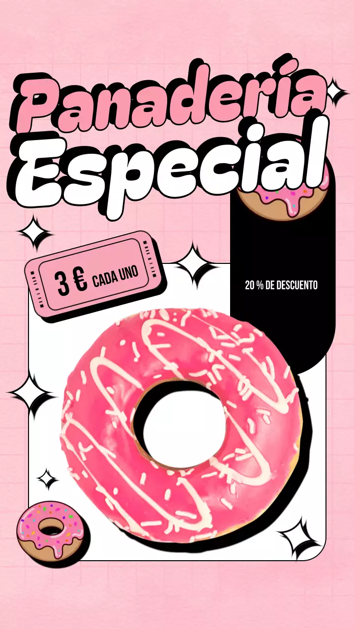 Publicación de Instagram de promoción de panadería retro rosa