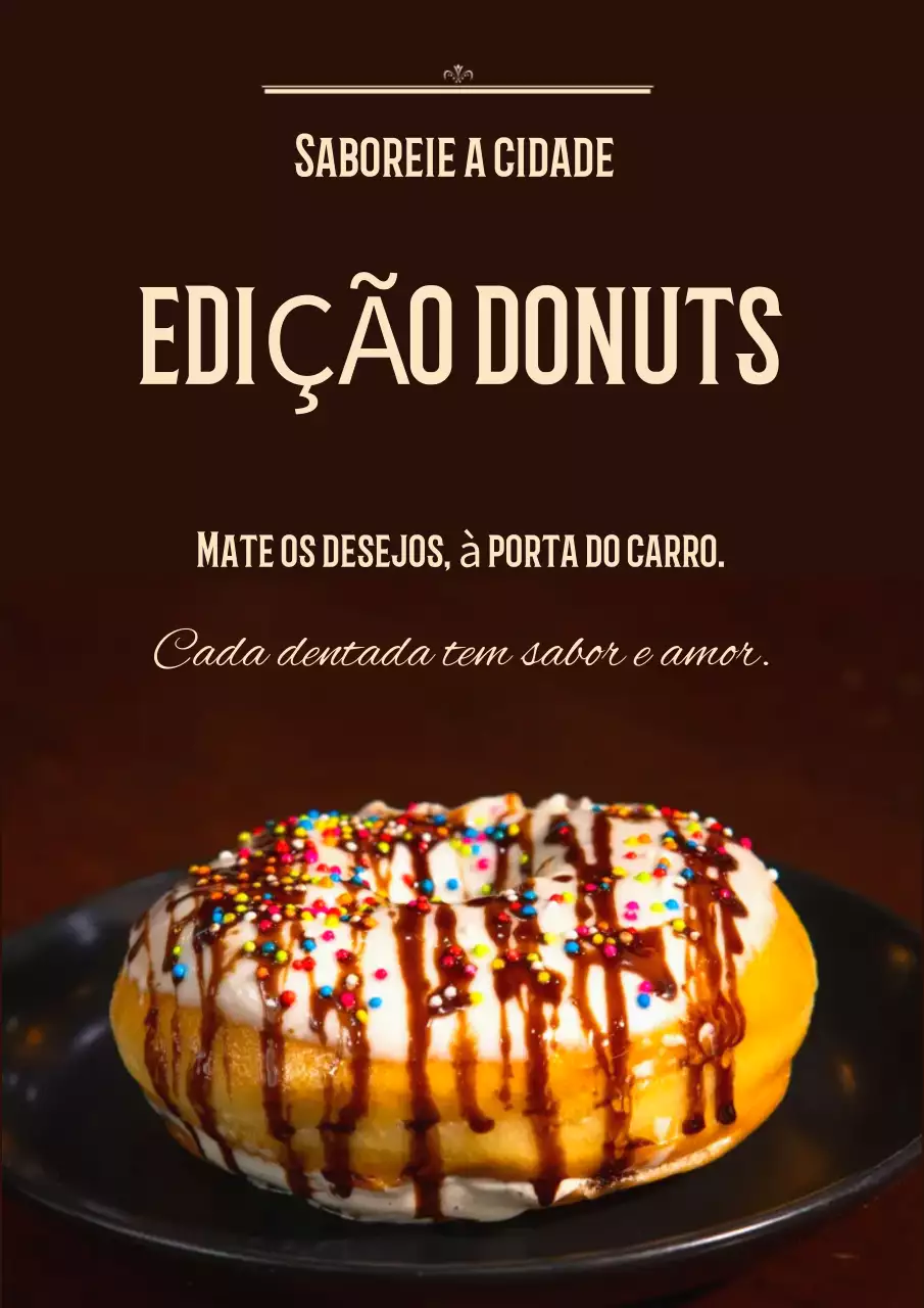 Cartaz de propaganda de donut retrô marrom