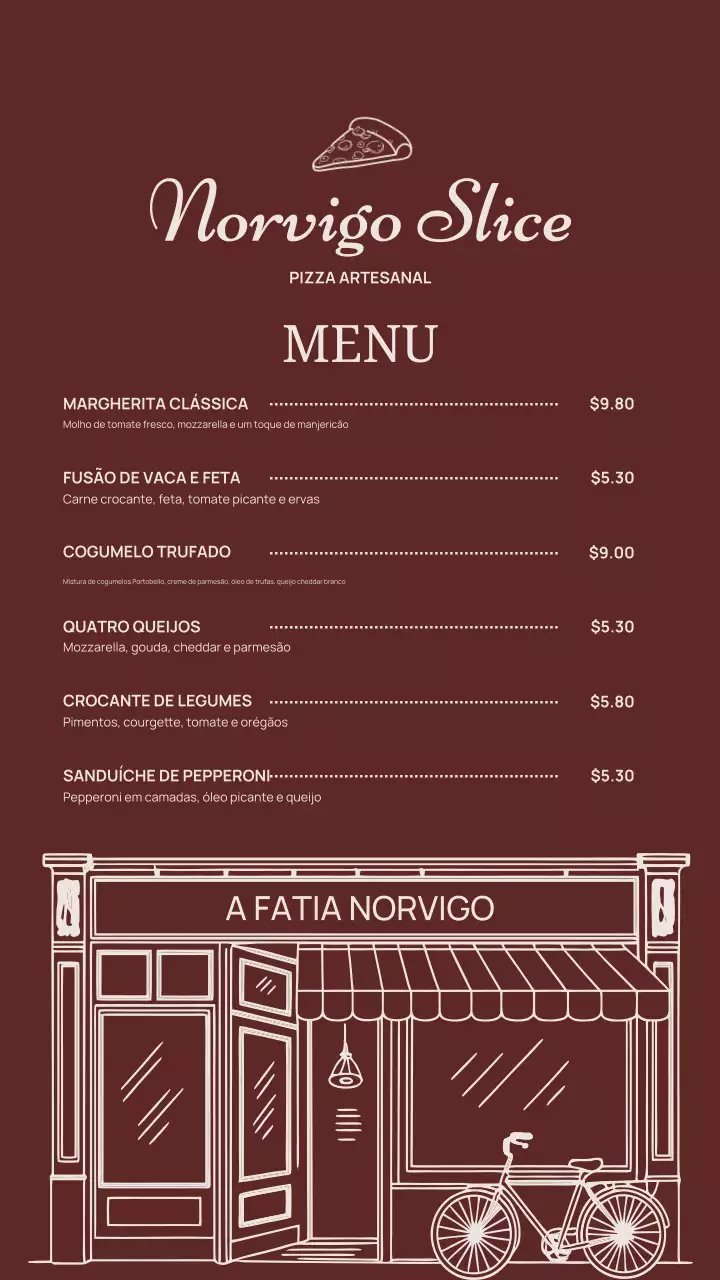Postagem no Instagram do cardápio da pizzaria Maroon Classic