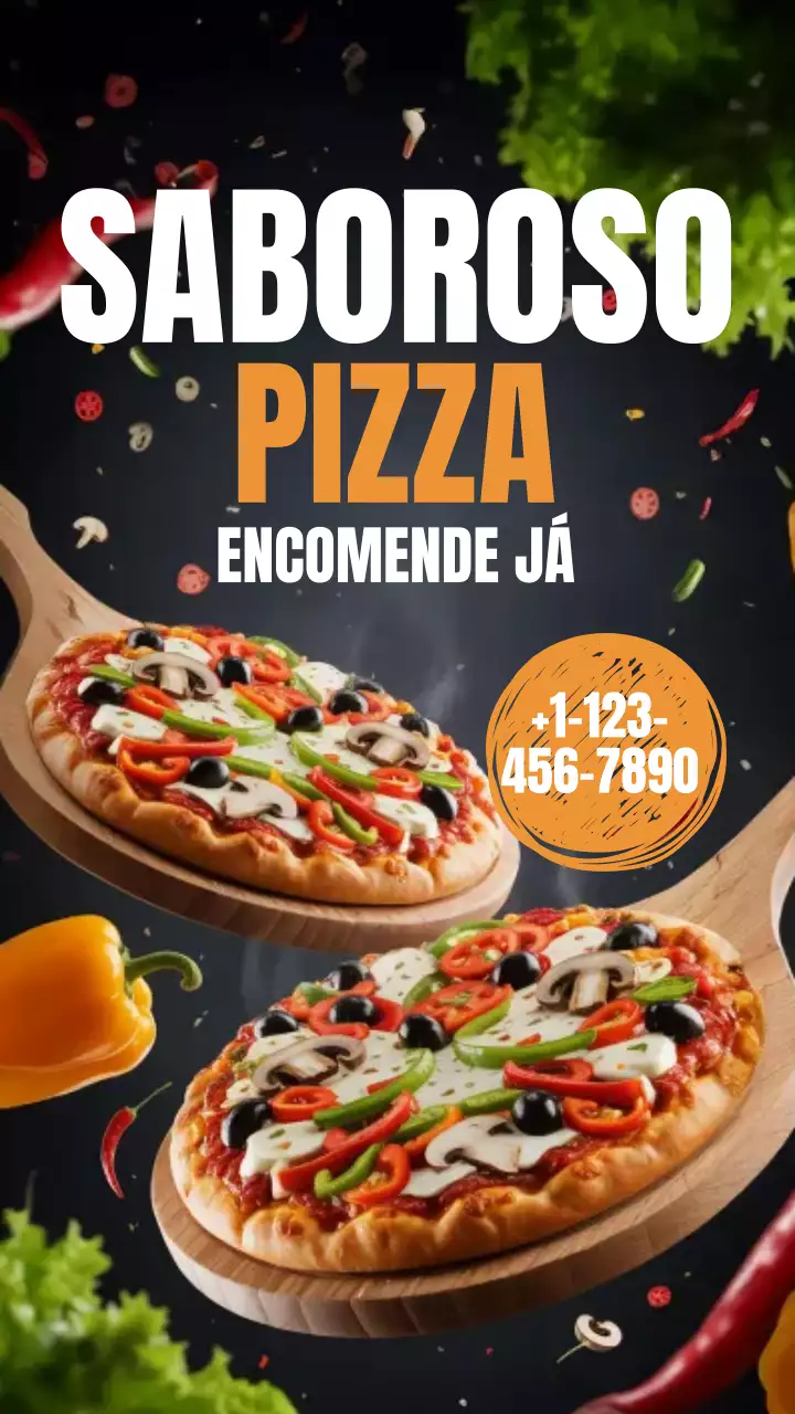 Publicação de pizza laranja em negrito no Instagram