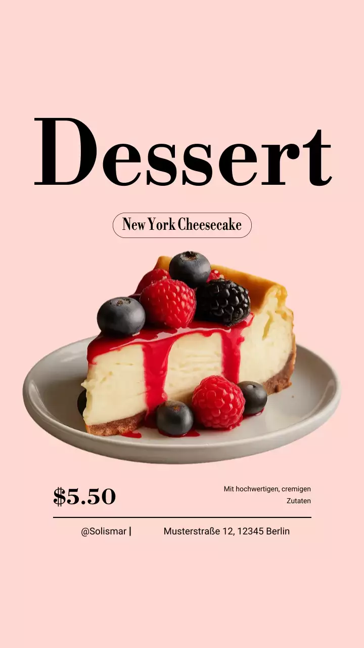 Pink Minimal Dessert Menü Instagram Post