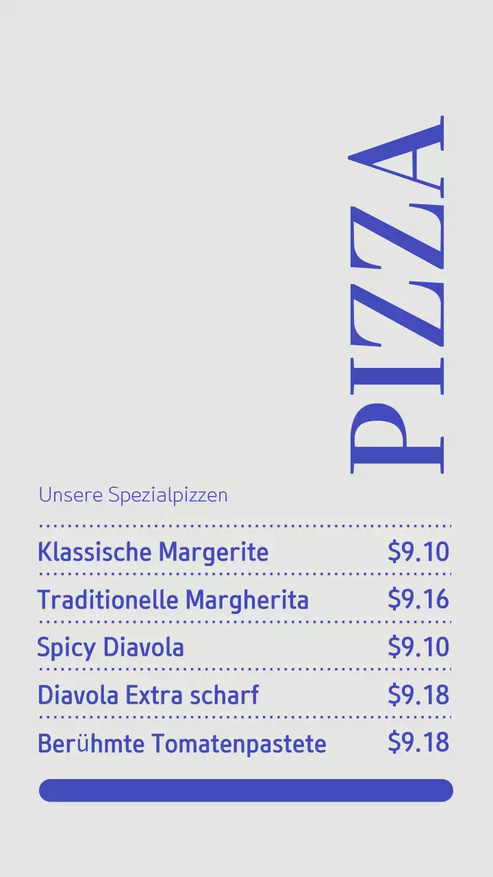 Blue Modern Pizza Menü Instagram-Post