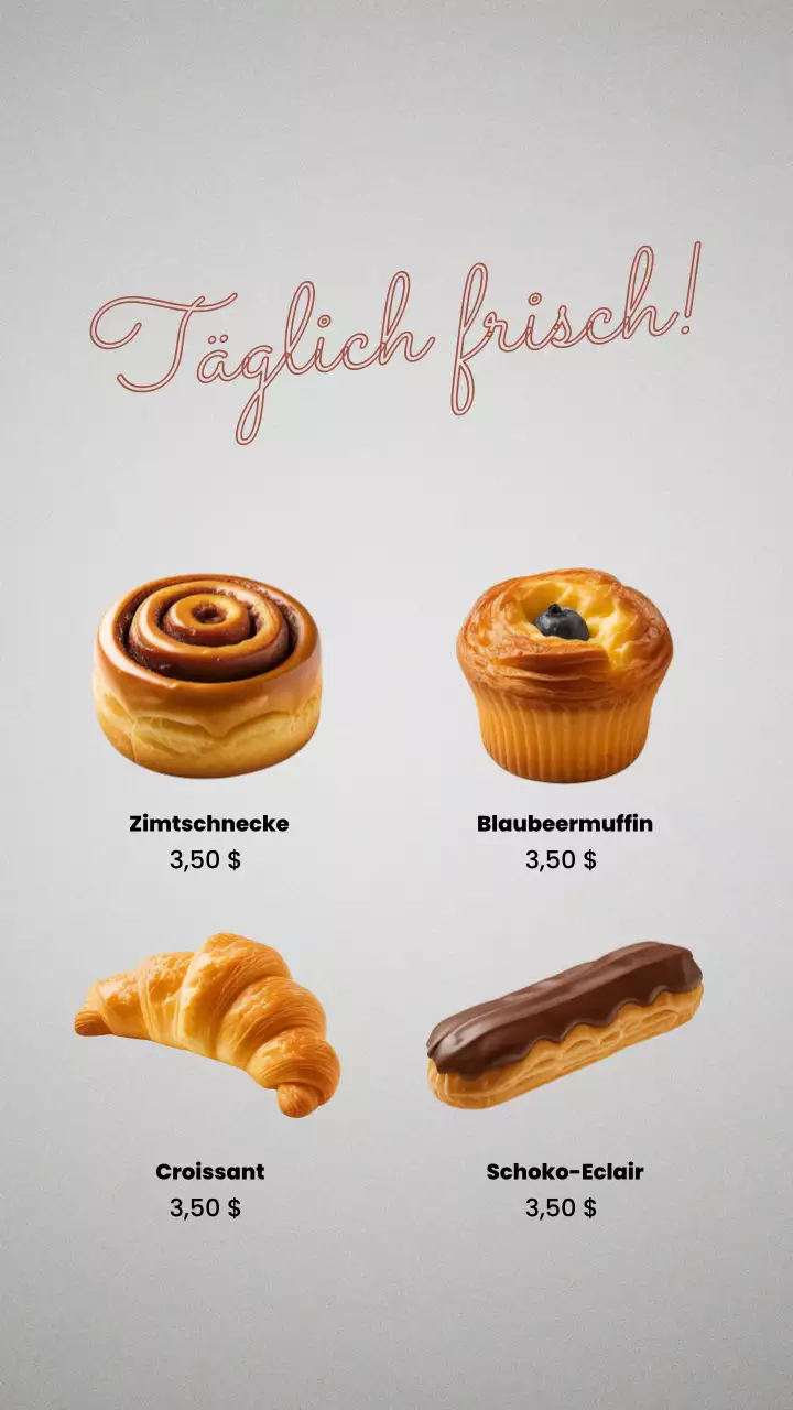 Moderne Bäckerei Menü Favoriten Instagram Story