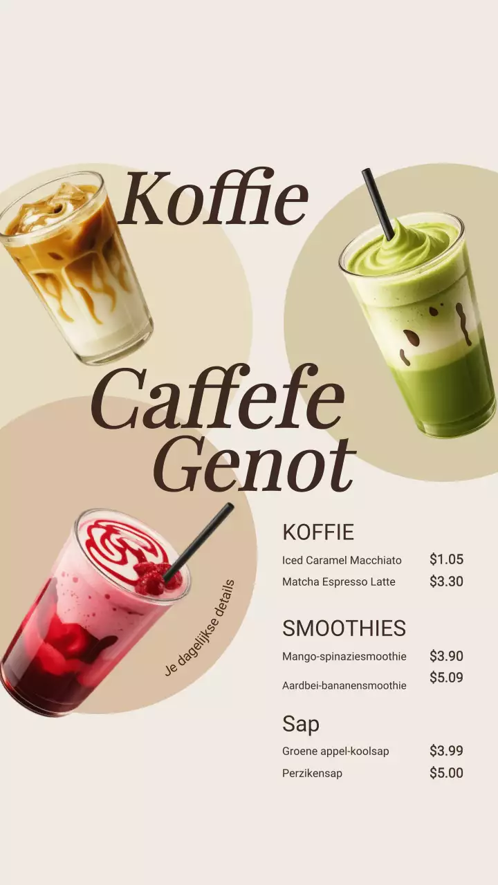 Beige Modern Koffie Menu Advertentie Instagram Post