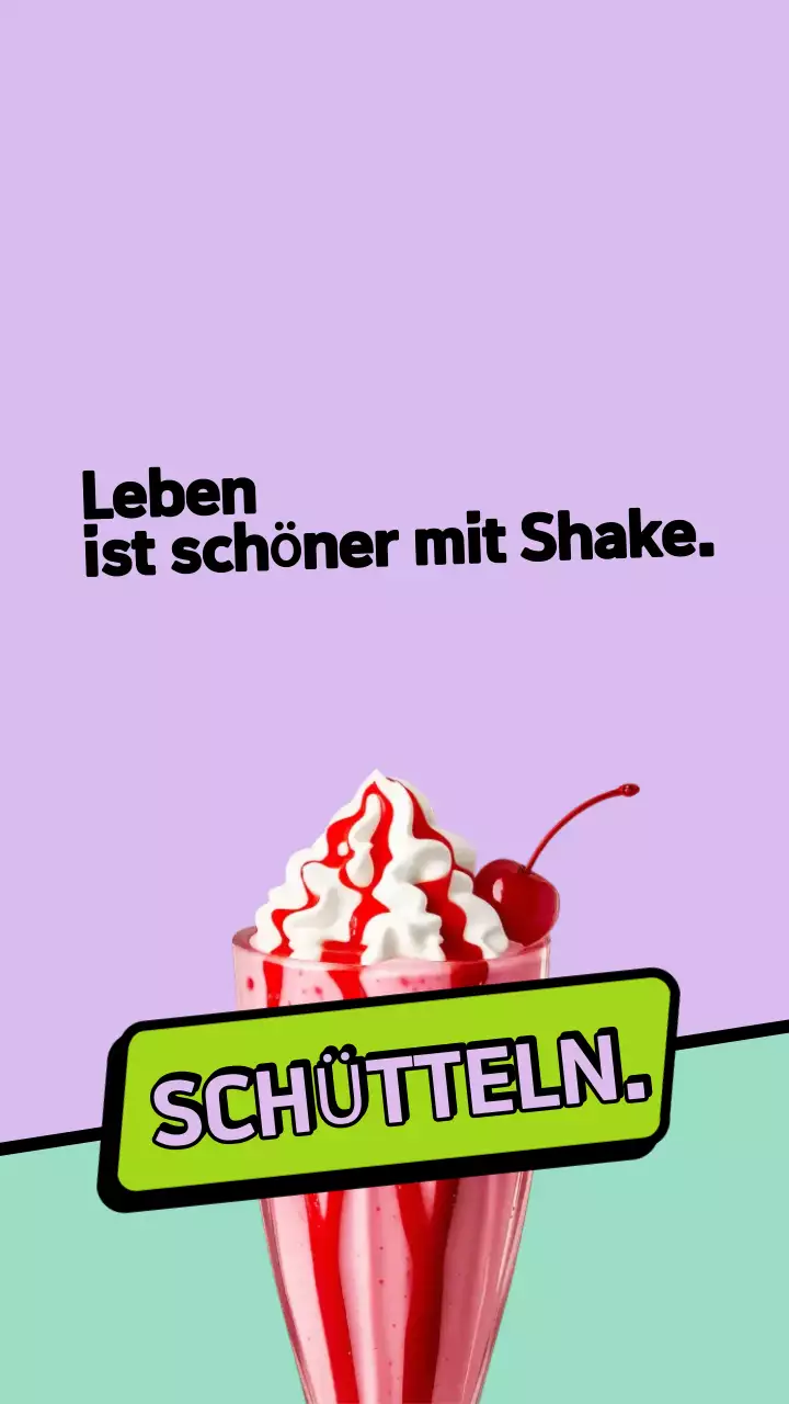 Lila und Grün Retro Milchshake Werbung