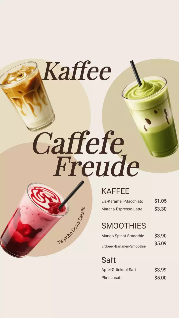 Beige Modern Coffee Menu Werbung Instagram Post