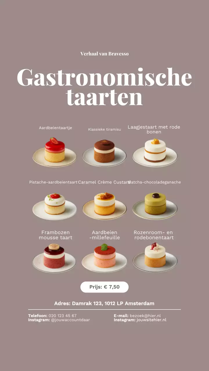 Bruine Elegante Taart Menu