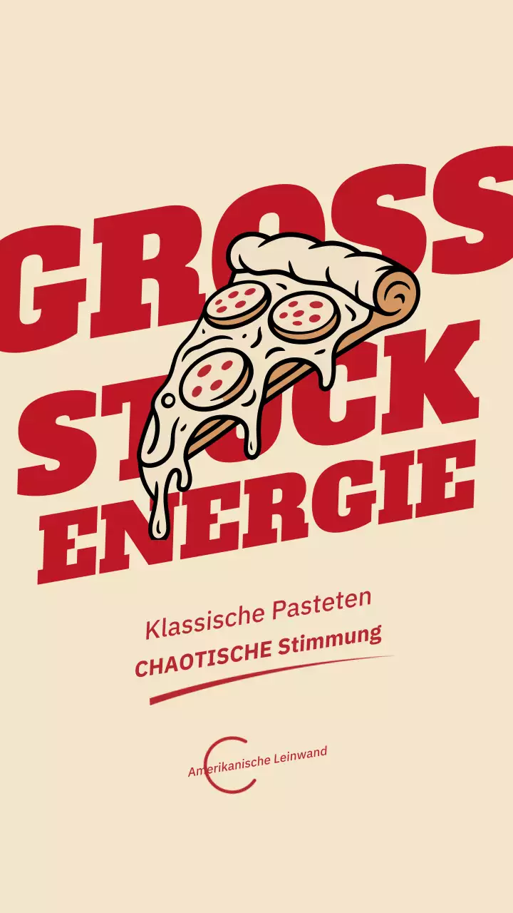 Instagram-Beitrag mit Werbung für rote Retro-Pizza