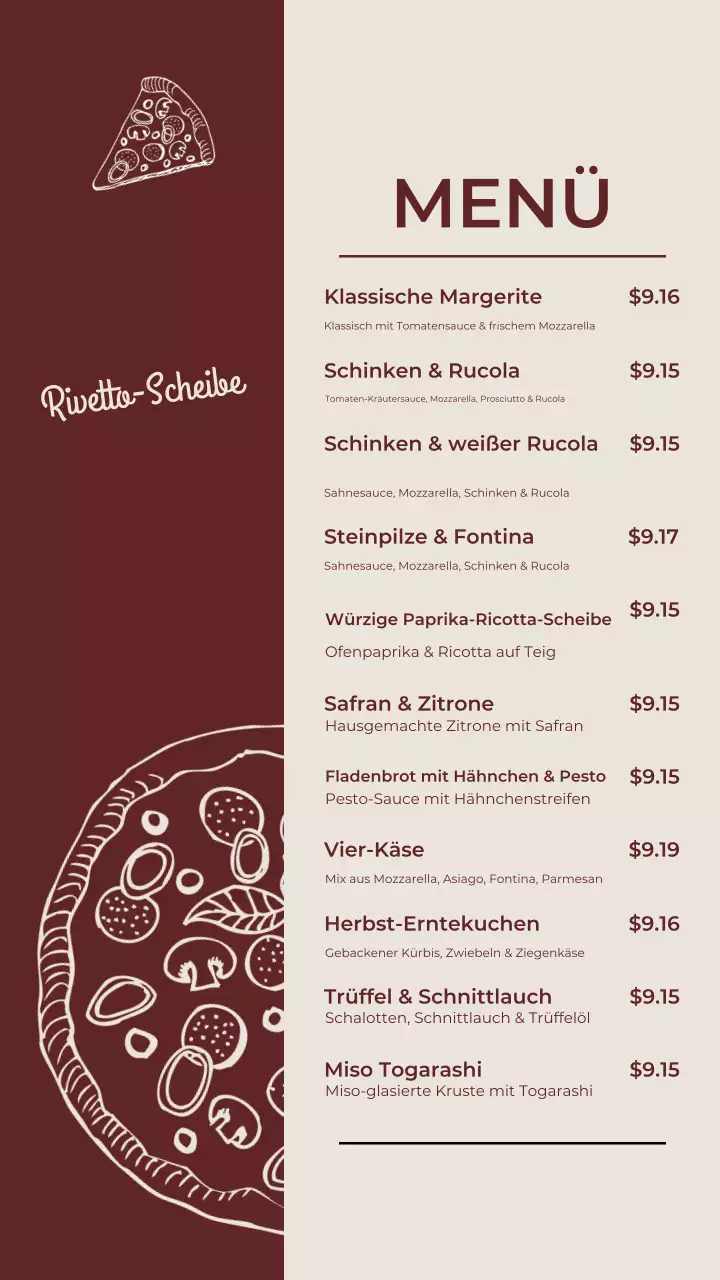 Brown Rustic Pizza Menü Instagram Post