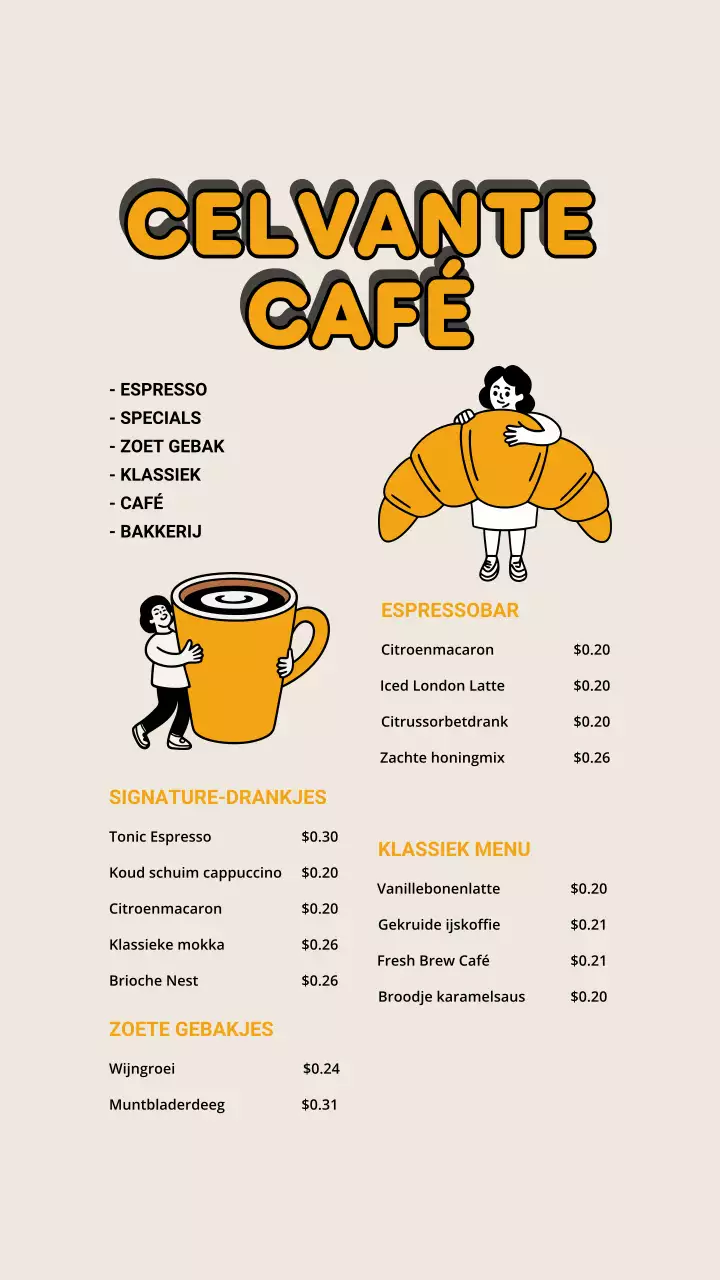 Instagram-bericht over het menu van Orange Retro Cafe