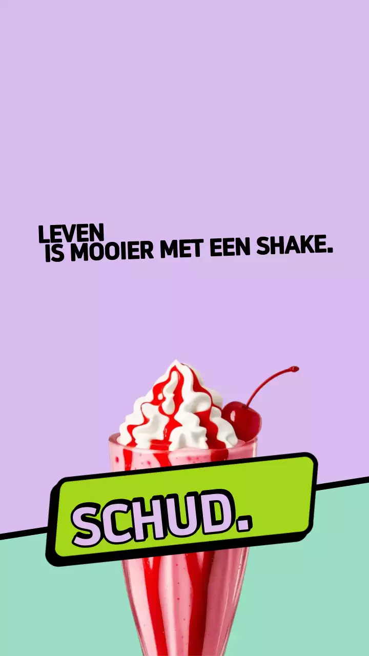 Paarse en groene retro milkshake-advertentie
