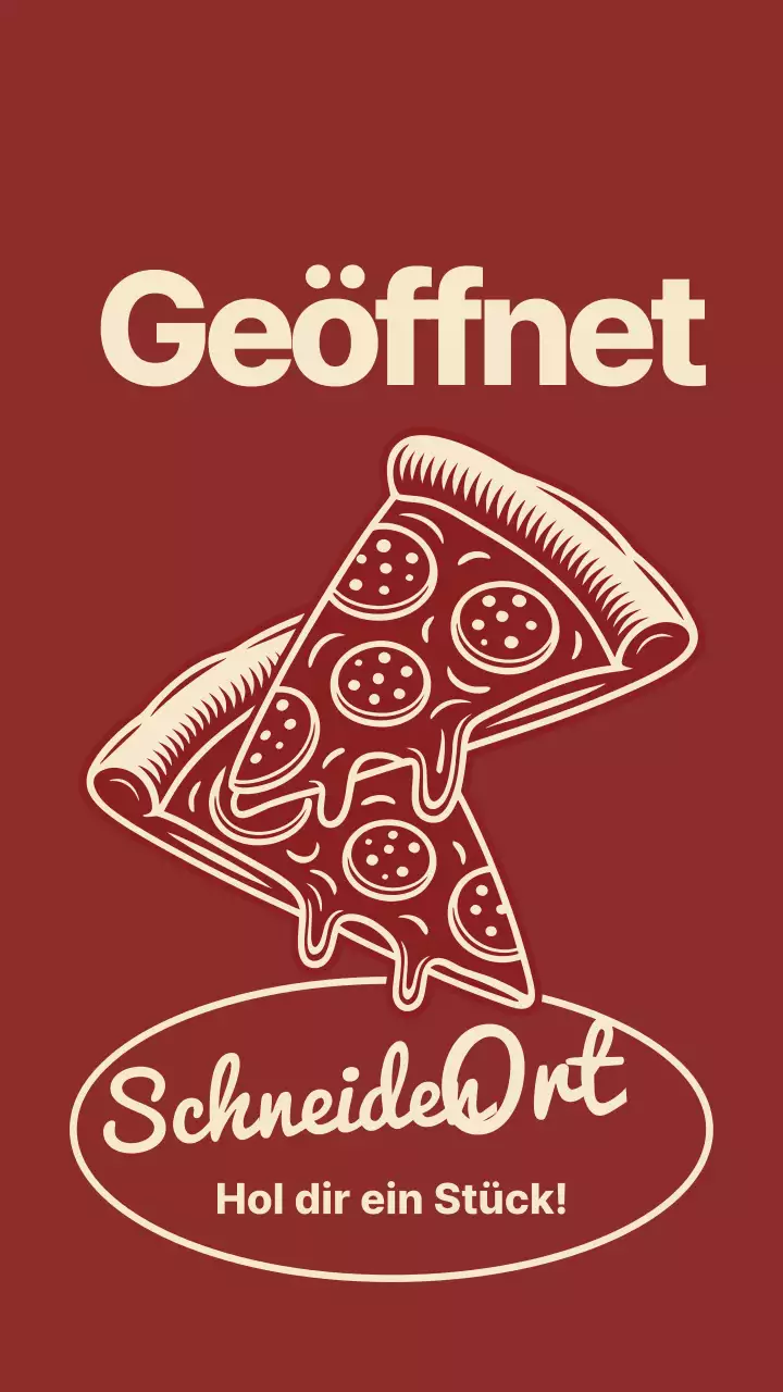 Ankündigungs-Instagram-Post zur roten Retro-Pizza