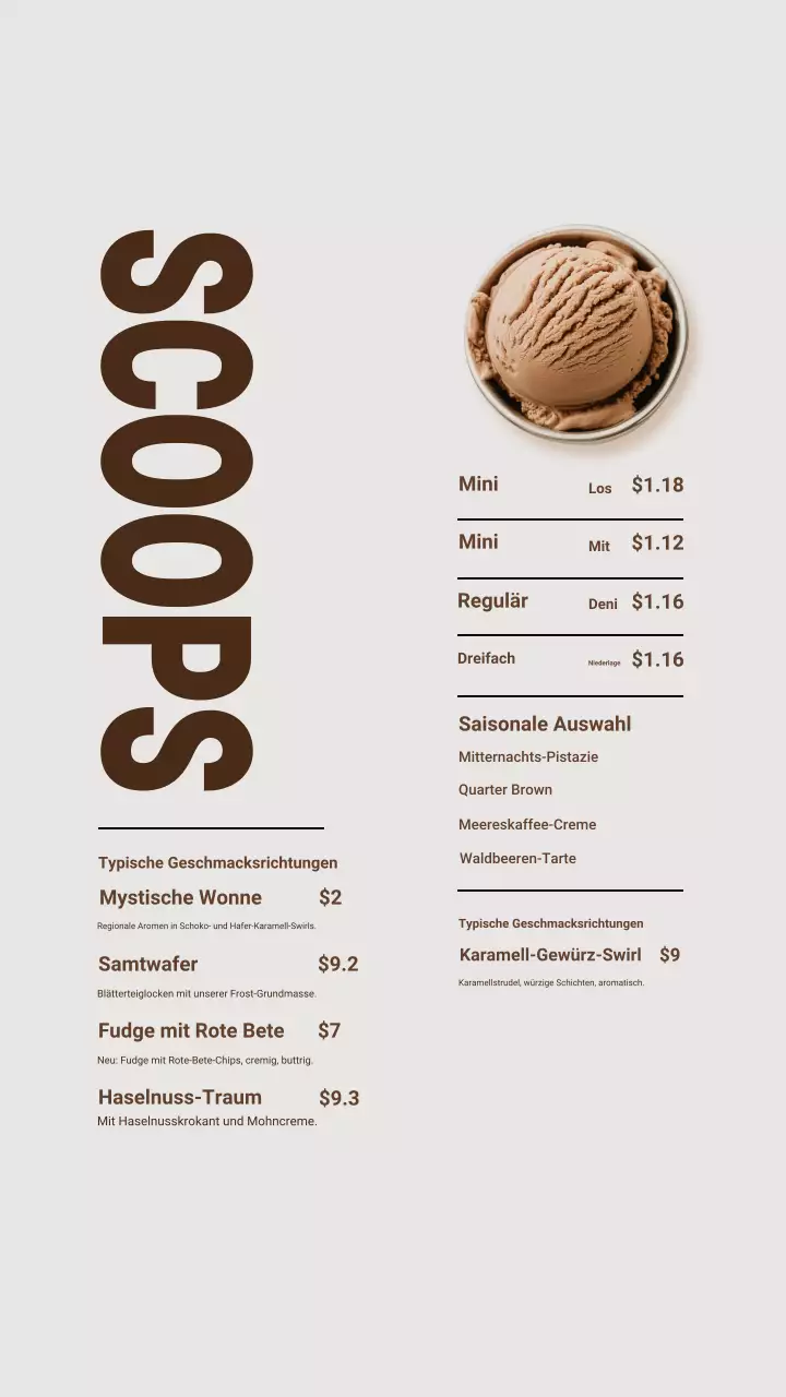 Instagram-Beitrag zu „Brown Modern Ice Cream Menu“